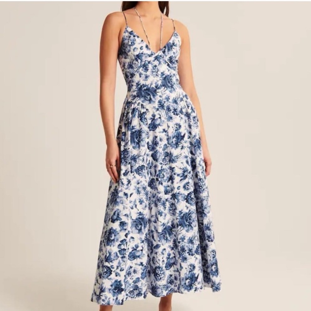 Abercrombie & Fitch Blue Floral Midi Dress